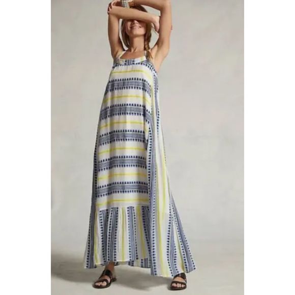 New Anthropologie Ro's Garden Flounced Cover-Up Maxi Dress Size Small